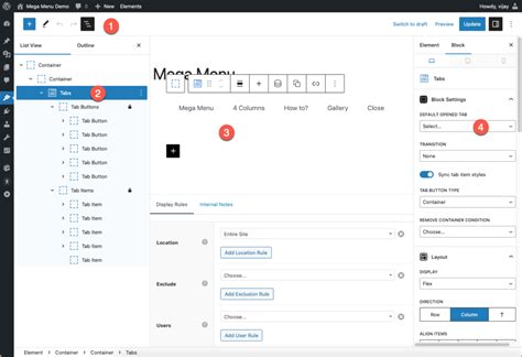 wordpress mega menu block